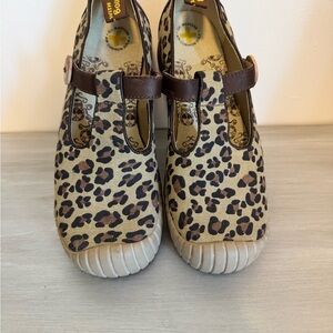 Dr. Martens Animal Print Flats with Dark Brown Straps